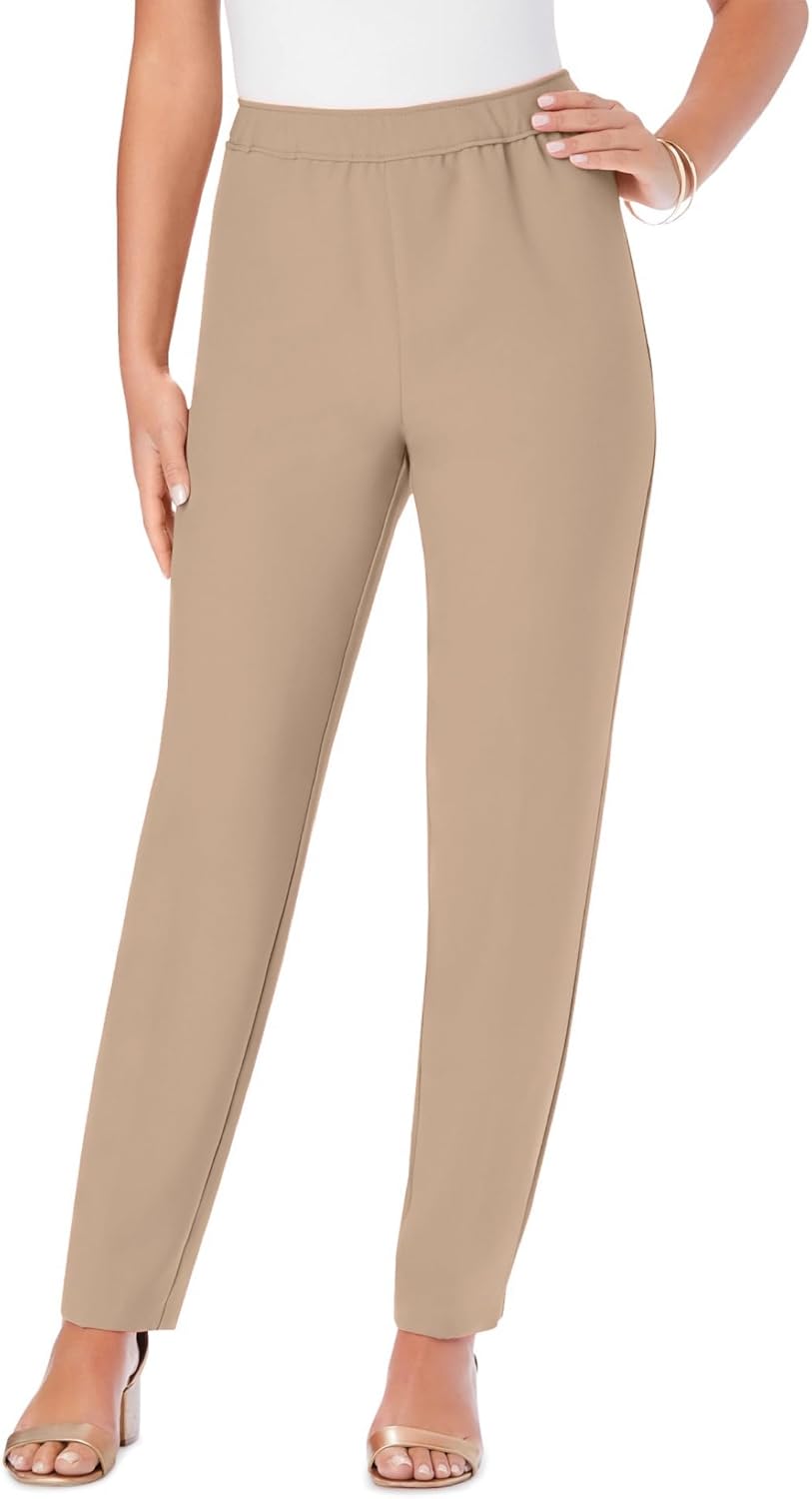 Roaman's Women's Plus Size Petite Classic Bend Over Pant