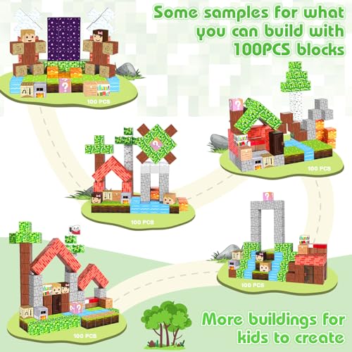 image for Meaicezli 100PCS Magnetic Blocks Building Toys for 3-13 Year Old Kids 