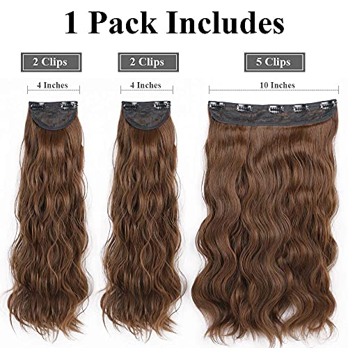 Clip in Hair Extensions for Women Long Wavy Synthetic Clip in Hair Extensions Dark Auburn Red Wavy Hidden Hairpiece 3PCS 20 Inches.. - Thumbnail 2