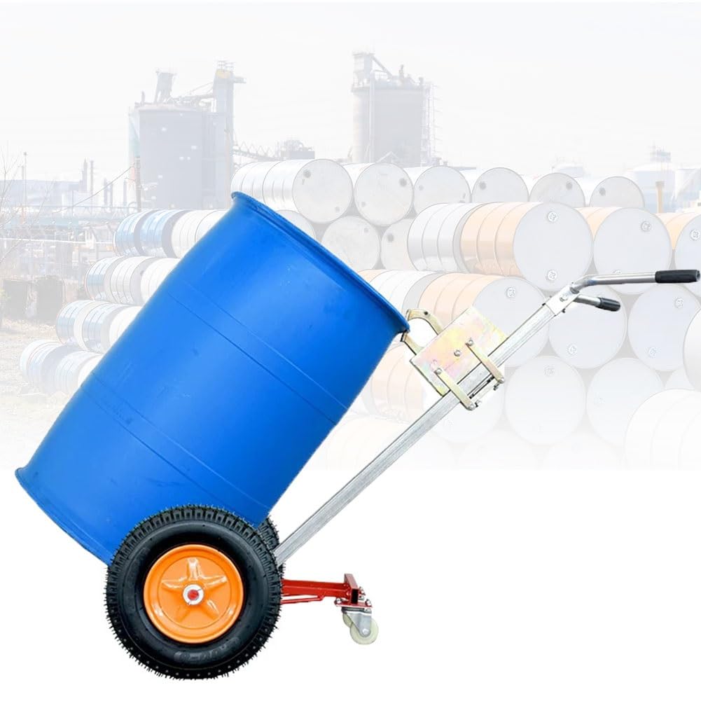 2-Wheel/4-Wheel Drum Dolly, Adjustable Oil Drum Trolley with Eagle Beak Clamp for 200L Iron/Plastic Drums for Garages, Workshops, and Outdoor(4-wheeled)
