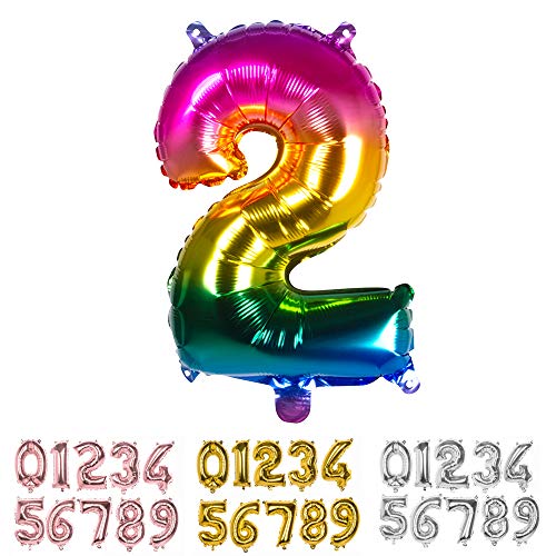 Boland Mylar numéro de ballon '2' (36cm), multicolore