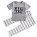 Baby Toddler 2 Pcs Letter Cotton Shirt + Striped Pants Set Outfit Casual Suit (6-12M)