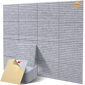 16 Pcs Pro Grade Soundproof Wall Panels,Acoustic Panels,Premium Sound Panels,Better than Foam,Wedge Design,with Adhesive on Back,For Acoustical Treatments/Professional Studio,12 - 12 - 0.4 in(Light grey)