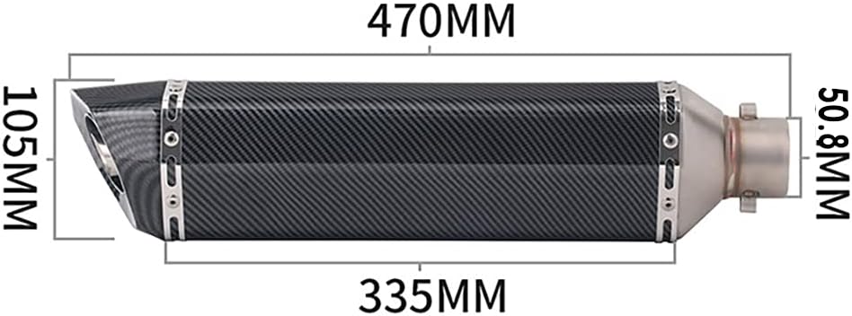 HOHOEMU 汎用 バイクサイレンサー スリップオンマフラー 50.8mm 長さ470m m ステンレス オートバイ エキゾースト サイレンサー  For モーターサイクルフルシステムエキゾーストマフラーE＆スケープミドルリンクコンタクトパイプ 汎用 バイクサイレンサー スリップオンマフラー 50.8mm 長さ470m m ステンレス オートバイ エキゾーストパイプ 排気管
