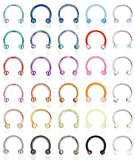 YADOCA 30 Pcs 16G Acero Inoxidable Herradura Septum Piercing Nariz Piercing Joyería Ceja Labio Anillos Aro Cartílago Helix Tragus Pendiente para Mujeres Hombres 8MM 10MM | Ya disponible en tu tienda friki favorita! En mundofriki.es!