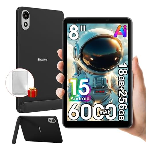 Blackview ZENO 1 8 Zoll Tablet Android 15, 18GB+256GB+2TB Erweiterung, Zwei Lautsprecher, 4G LTE 5G WiFi Gaming Tablet, 8MP AI Camera, 6000mAh, Gemini Al 2.0, 3,5mm Klinke/OTG/FM/Hall, Schwarz