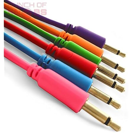 Eurorack Patch Leads. Pack of 6 Multi-Colored 3.5mm Mono Patch Cables (2 Foot)