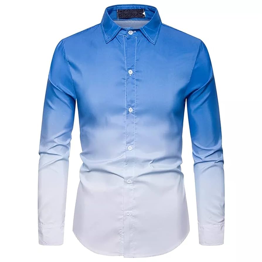 Amazon.co.jp: LEPSJGC グラデーションシャツメンズドレス