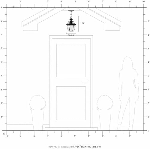 Miniatura 2 de Livex Lighting 2152-91 Monterey - Linterna colgante para exteriores, 1 luz, níquel cepillado