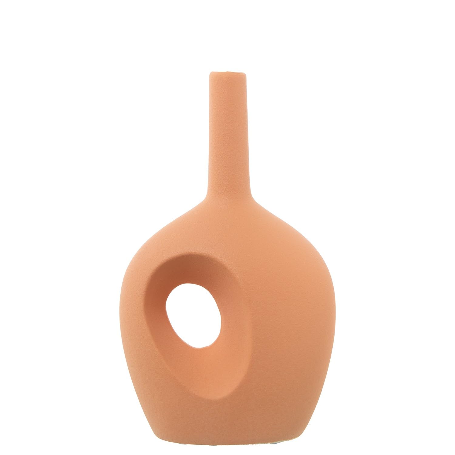 Vase en céramique marron tuile avec trou 18x12x31 cm pour table
