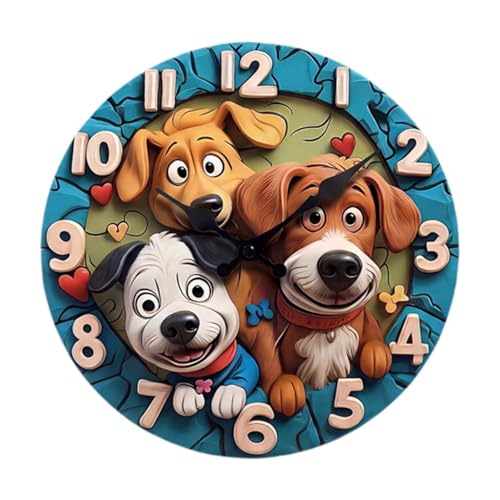 Horloge murale salon au motif chiot mignon pour une ambiance de bureau apaisante