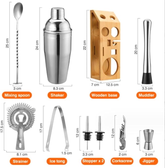 Kit de Bartender Coctelera Acero Inoxidable DRMEE 750ml miniatura 2