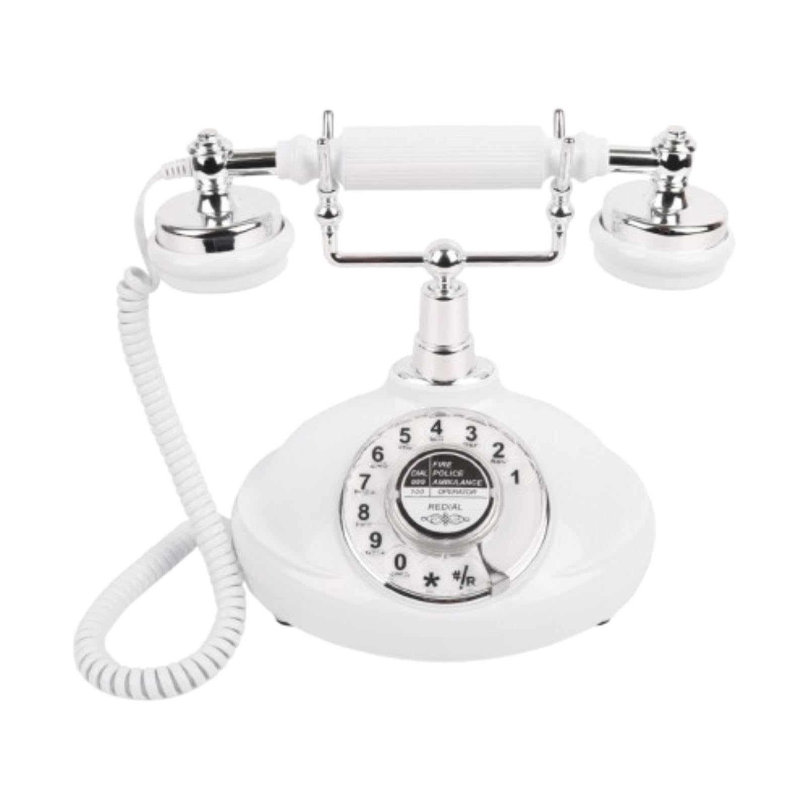 Teléfono de escritorio antiguo con cable para decorar salones y oficinas con encanto retro
