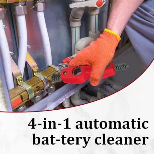 PACLVIO Car Battery Terminal Cleaning Brush, 4 in 1 Anti-Rust Auto Battery Cleaner with Steel Wire, Anti-Rust Battery Terminals Machine Parts Cleaning Tool, Universal Car Accessories for Auto & Marine - Thumbnail 3