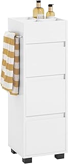 SoBuy® BZR29-W, White Bathroom Cabinet Bathroom Storage Cabinet Unit with 3 Drawers, 30x30x90cm