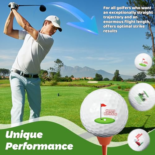 WiDream 3 Stück Happy Birthday Golfbälle Geschenke, Golf Geburtstags Geschenke für Golfer, lustige Golf Geburtstagsgeschenk, Weihnachten Golfgeschenk für Golfer Golffans Freunde Familie Kollegen