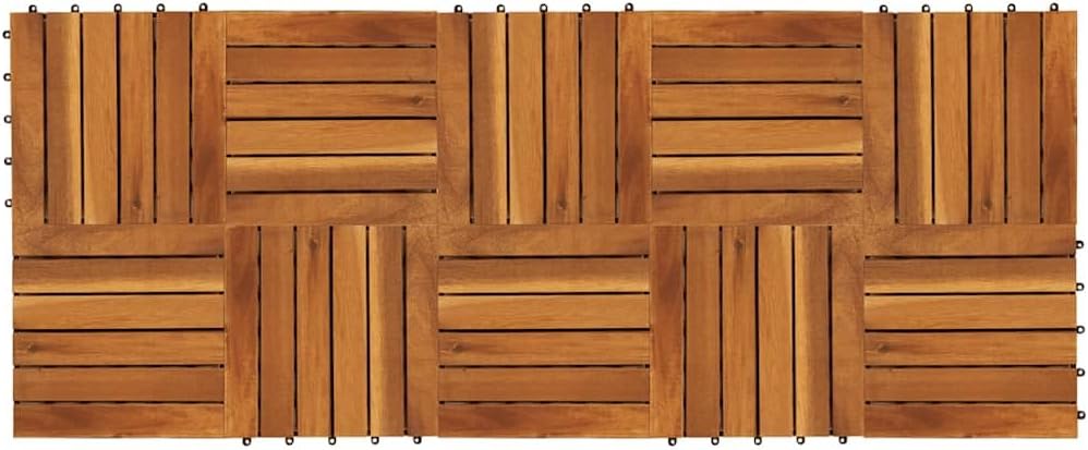 vidaXL 10 Pcs 11.8"X11.8" Vertical Pattern Acacia Decking Tiles in Brown