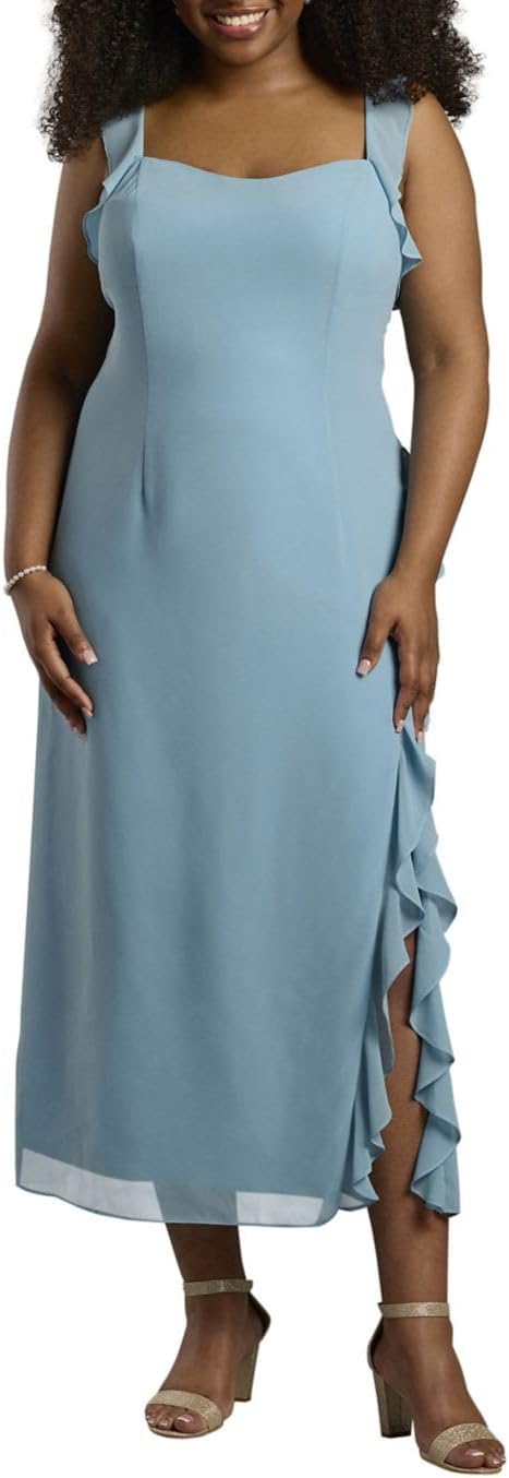 David's Bridal Chiffon Ruffle Sheath Dress