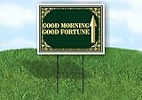 Good Morning Good Fortune St. Patrick'S Day Irish Clover Fancy Gold Up Arrows Double Sided 18x24 in. Yard Road Sign