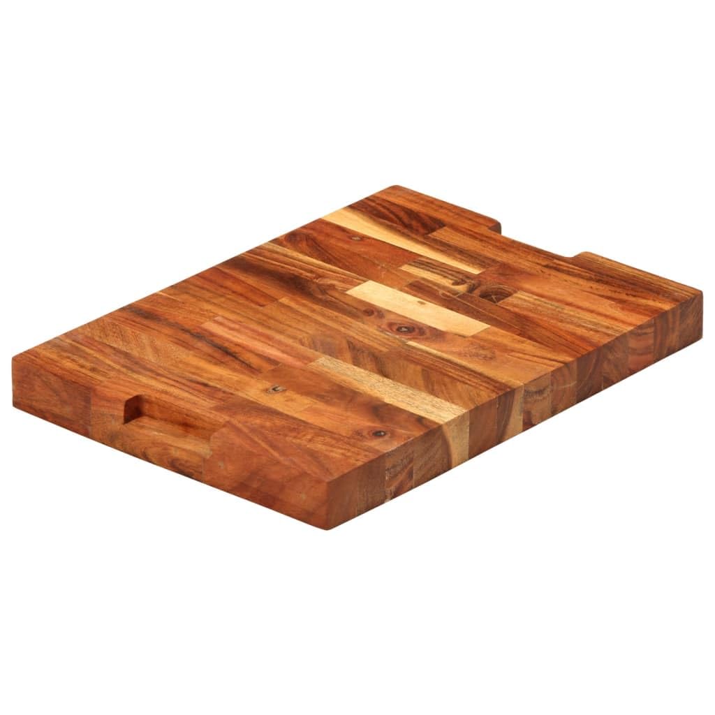 Tabla de cortar de madera maciza de acacia 42 x 30 x 4 cm con ranura para jugo, tabla de cocina antideslizante para cortar, picar, rebanar y servir queso, pan y aperitivos