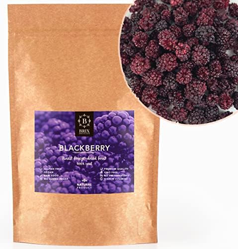 BRIX, GROWN FOR FLAVOUR - Freeze Dried Blackberry (105g) - Crispy & Delicious Healthy Snack, 100% Natural, Vitamins Retained