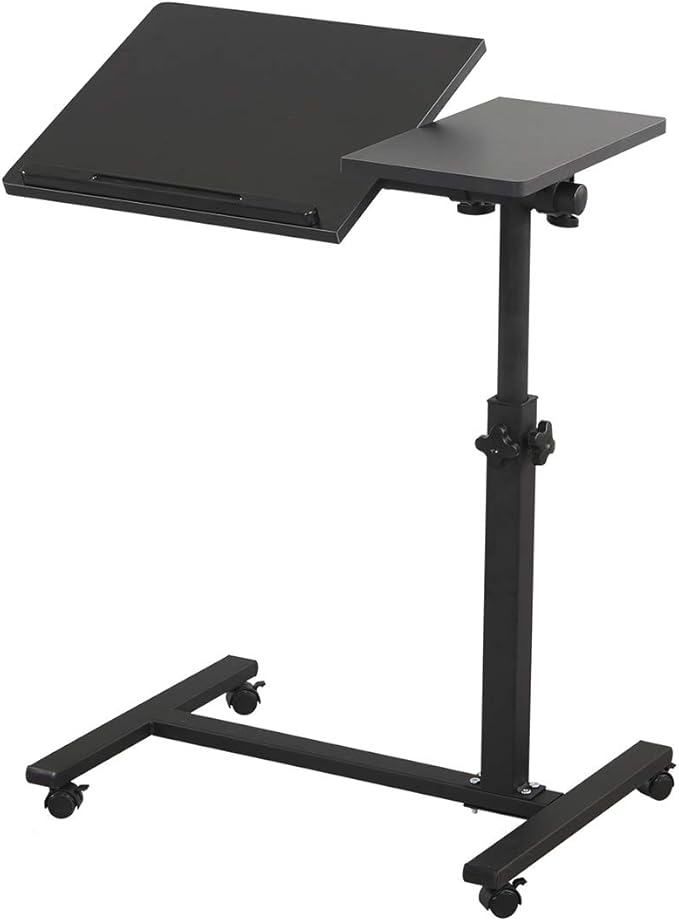 TigerDad Overbed Bedside Desk Mobile Rolling Laptop Stand Tilting