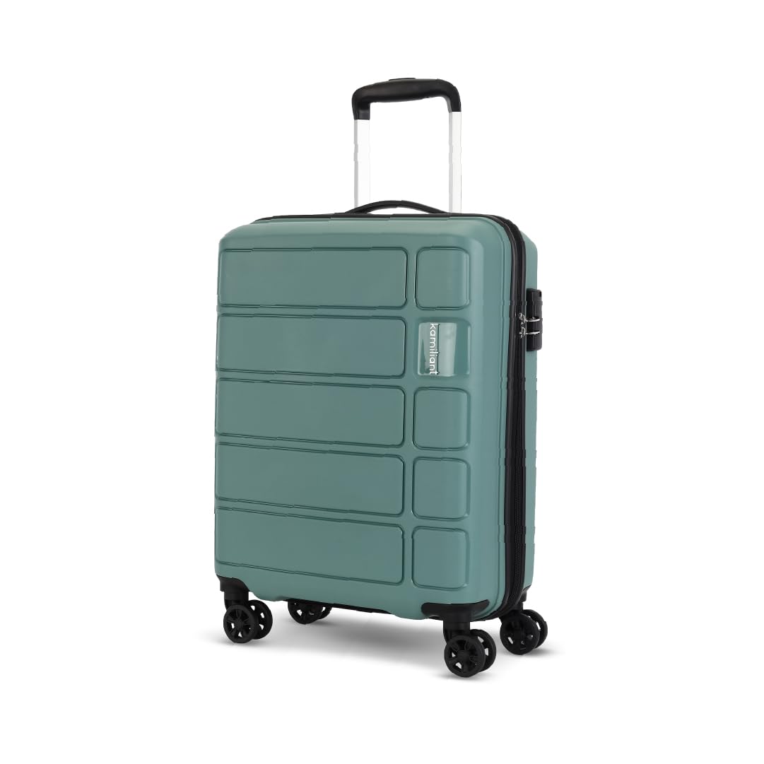 by American Tourister Small Harrier Edge 8W 56 Cms Cabin (PP) Hard Sided 8 Wheels Spinner Luggage/Suitcase/Trolley Bag (Slate Grey) (Double Wheel)