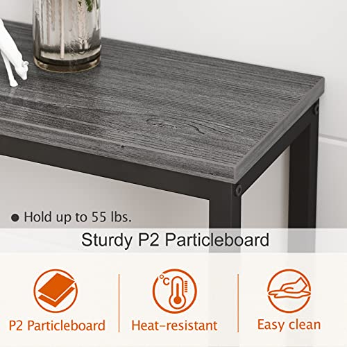 Superjare 70 Inch Console Table With Outlet, Sofa Table With Charging Station, Narrow Entryway Table, Skinny Hallway Table, Behind Couch Table, For Living Room - Charcoal Gray #TOP7