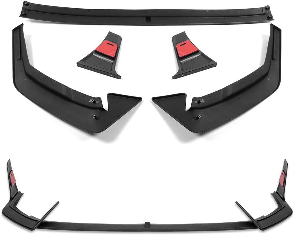 5pcs Front Bumper Lip Spoiler Body Kit Compatible with 2024-2026 Hyundai Elantra N Or N-Line Bumper Only (Matt Black)