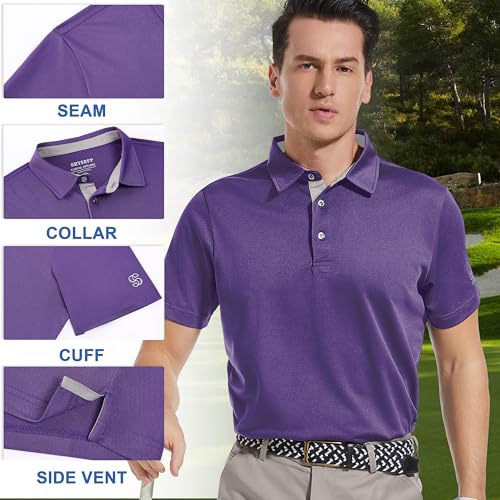 Image of Mens Golf Shirt Short Sleeve Moisture Wicking Dry Fit Performance Solid Pique Collared Golf Polo Shirts for Men