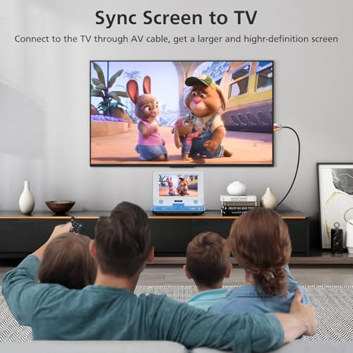 Image of 11.5 inch Portable DVD Player for Kids and Car, 9.5 inch Swivel HD Screen with 4-6 Hours Built-in Battery, Support Sync Screen to TV, Support SD Card /USB /Multiple Disc Formats (Blue)