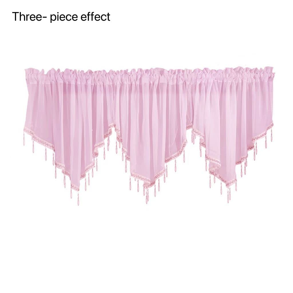 Devola Dreieckige Spitzengardine – 130x60 Cm, Mit Kristallperlen, Orange, Aus Polyester