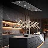 Kiguak 55" LED Rectangular Crystal Chandeliers for Dining Room, Modern Rectangle Crystal Chandelier, Luxury, Dimmable LED with Remote, for Kitchen Island, Dining Room