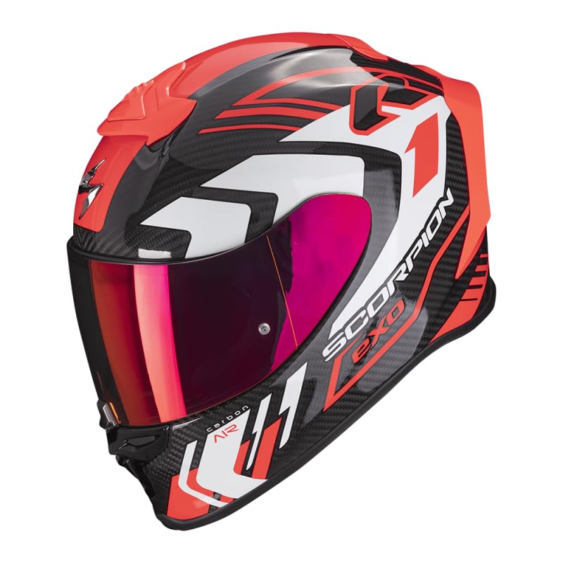 Casco Scorpion Exo R1 EVO Carbon Air Supra Negro Rojo Fluor Talla XL