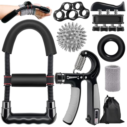Homkuo Hand Grip Musculation Avant Bras 6 Pièces, Poignet Musculation, Renforcement de la Main, Exerciseur de Doigts, pour la Force de Préhension, Soulagement de l'anxiété