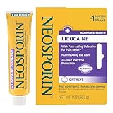 Neosporin + Lidocaine First Aid Triple Antibiotic Ointment, Fast-Acting, Maximum Strength Topical Pain Relief, 24-Hour Infection Protection That Numbs Away The Pain for Minor Wound Care, 1 oz