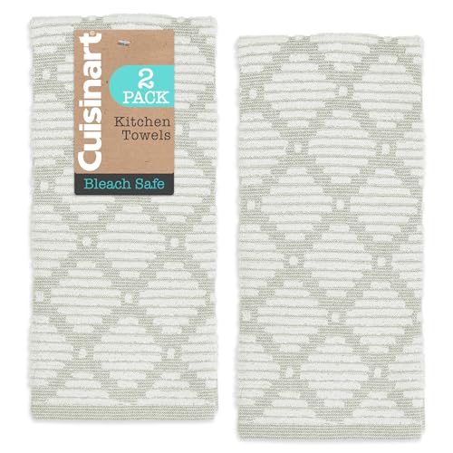 Image of Best Brands Cuisinart Cotton Kitchen Towels, 2-Pack 18x28, Bleach Safe | Handles dishes and spills with ease, durable for everyday cleaning, super absorbent, machine washable, OEKO-TEX certified