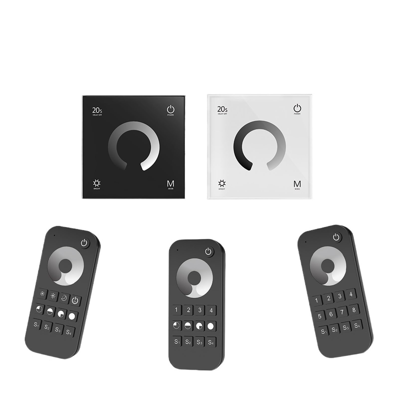 1PCS T1 LED Dimmer 12V 24V UE Pannello in vetro a parete Monocromatico LED Strip Touch Dimming 2.4G RF 4 Zone 8 Zone Remote RT1 RT6 RT8 (Color : RT8 8Zone Remote)