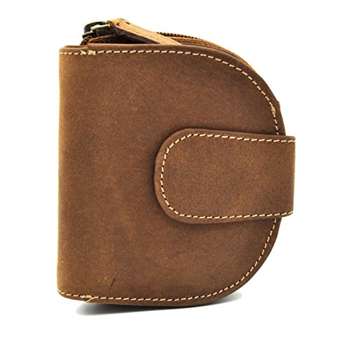 Preisvergleich Produktbild kompakte echt Leder Damen Reißverschluss Geldbörse halbrund, vegetabil gegerbtes Hunterleder Jockey Club Toro Cognac braun mit RFID Schutz