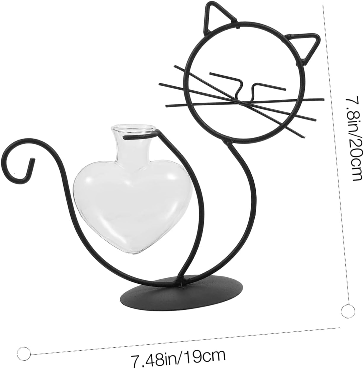 BESTOYARD 2pcs Cat Wrought Iron Vase Desktop Plant Terrarium Flowers Vase Air Plant Hanger Iron Art Frame Vases Cactus Decor Iron Succulent Terrarium Glass Simple Flower Arrangement, As Shownx2pcs
