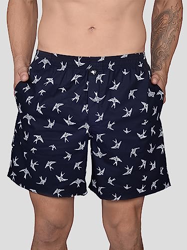 Image of Frenchie VIP 100% Cotton Yarn Dyed Relaxed Fit Printed Boxer Short Combo Set for Mens with Two Side Pockets