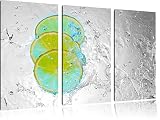 fette di limone acido in nero acqua / bianco 3 pezzi di immagine tela 120x80 immagine sulla tela, XXL enormi immagini completamente Pagina con la barella, stampa artistica su murale con telaio, più economico di pittura o di un dipinto ad olio, non un manifesto o un banner,