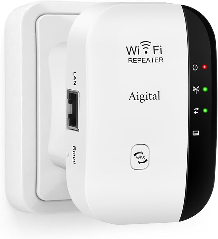 Aigital WiFi Jelerősítő és Access Point 300Mbps - Vezeték Nélküli Jelismétlő LAN Porttal, WPS Gombbal, Kompatibilis Minden WiFi Modemmel és