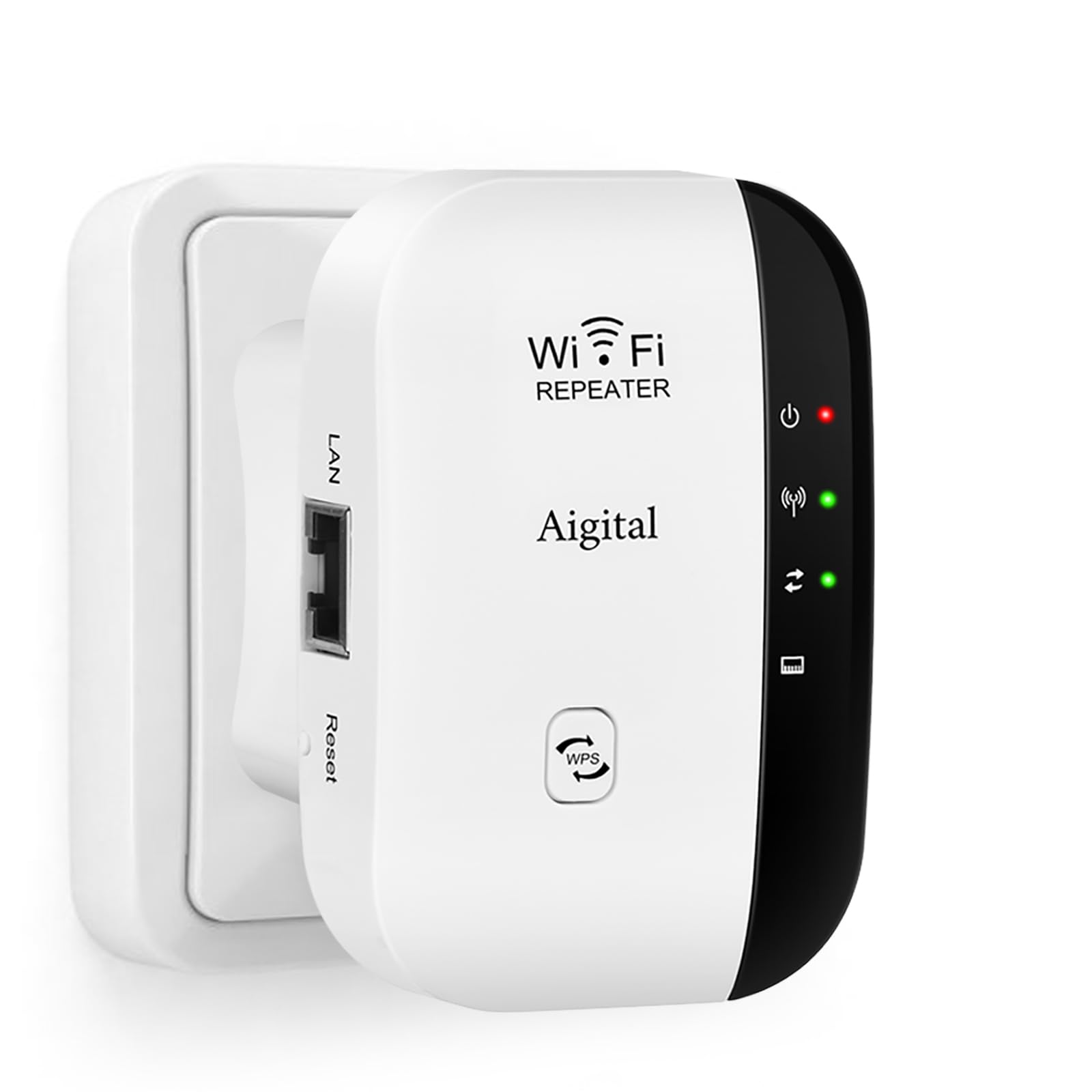 Repetidor WiFi 300Mbps 2.4 GHz, Amplificador y Extensor de Red WiFi Cobertura de hasta 120m², Modo Ap, WPS Botón, Puerto Ethernet, Antenas Internas- Blanco