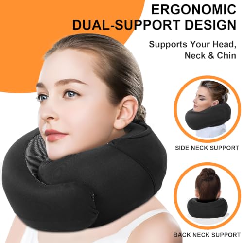 Oreiller de voyage – Oreiller cervical à capuche, rembourrage en mousse à mémoire de forme pour avion – Image 2