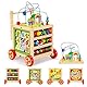 Fdlscpem Lauflernwagen aus Holz - Höhenverstellbare Lauflernhilfe mit Puzzle, und Zahlen - Pädagogisches Babyspielzeug, Premium Qualität Laufwagen für Kleinkind, Holzspielzeug für Kinder ab 1 Jahr