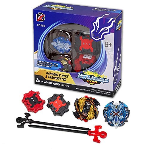 Amulida Kampfkreisel Burst Doppelangriff Battling Tops 4D Fusion Modell 2 Launcher Beschleunigungslauncher Speed Kreisel Kinder Spielzeug Geschenk (2 Stück Kampfkreisel), XD168-26 Cover