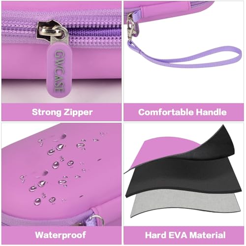Image of GWCASE 2-in-1 Contact Lens Travel Case for Eyeglasses & Sunglasses | Hard PU Exterior Bag with Soak Storage Kit Included Built-in Mirror Tweezer Contact Lens Solution Bottle-Purple(No Glasses)