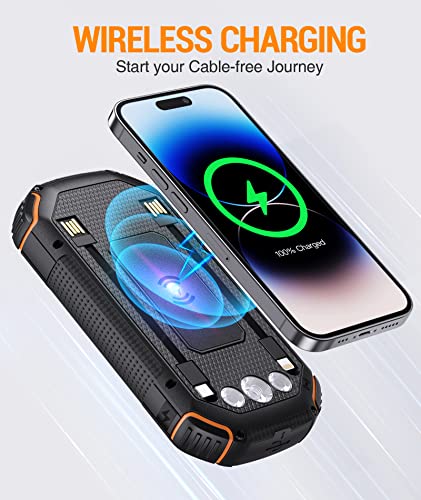 Solar Power Bank 36000Mah,Solar Charger Wireless Built In 3 Cables Ipx5 Waterproof Portable Solar External Battery Pack With 3 Input 4 Output 15W Usb C Port Camping Flashlight Iphone Samsung Tablet #TOP2