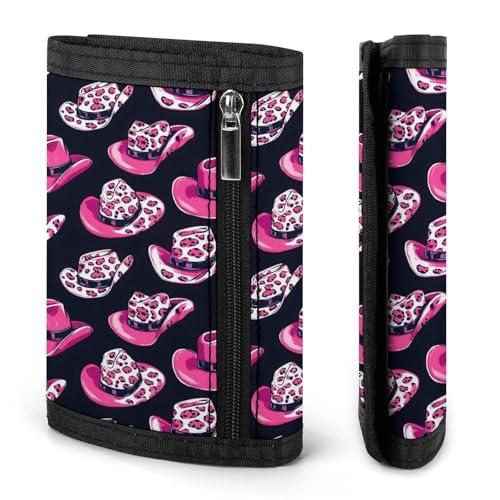 Cow Pink Cowboy Hat Print Wallet for Men, 8 Credit Card Holder Slim Minimalist Front Pocket Small Mens Bifold Wallets2